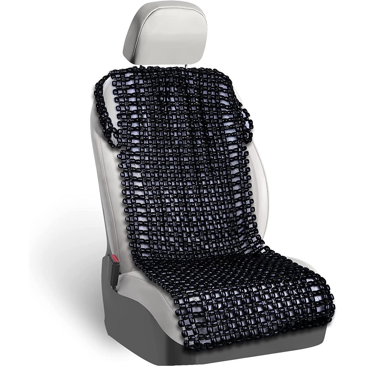 Zone Tech® Wooden Beaded Massaging Seat Cover - Black Wooden Beaded Seat Cover 1PK