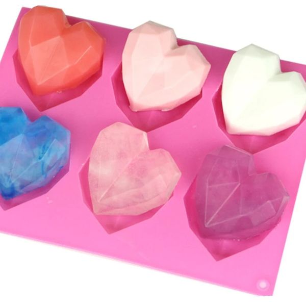 6 Cavity 3D Mousse Bakeware Soap Form Pastry Tools Cake Dia Silicone Love Mould Decorating Heart