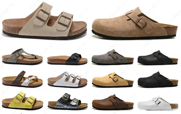 Classic designer men and women sandals birks Boston Clogs Arizona gizeh Summer Fall Winter Slippers Leather felt sliders Outdoor indoor buckle Cork