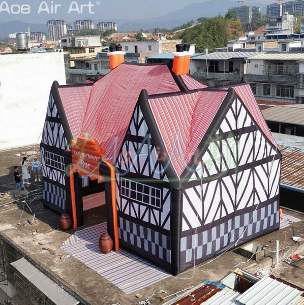 wholesale (33x20x15ft) Custom Giant Feature Inflatable Bar Tent Door Head and Wine Barrel Front Door Commercial Rental Castle House for Part