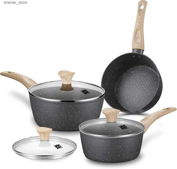 Pans 3-piece sauce pot set with Lid non stick sauce non stick sauce with reverse spray cooking easy to clean small kitchen induction pot L24
