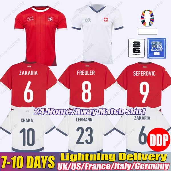 2024 SWITZERLAND home away Soccer Jerseys 6 ZAKARIA AMDOUNI OKAFOR 7 EMBOLO Football shirts STEFFEN VARGAS DAN NDOYE men Uniforms Maillot