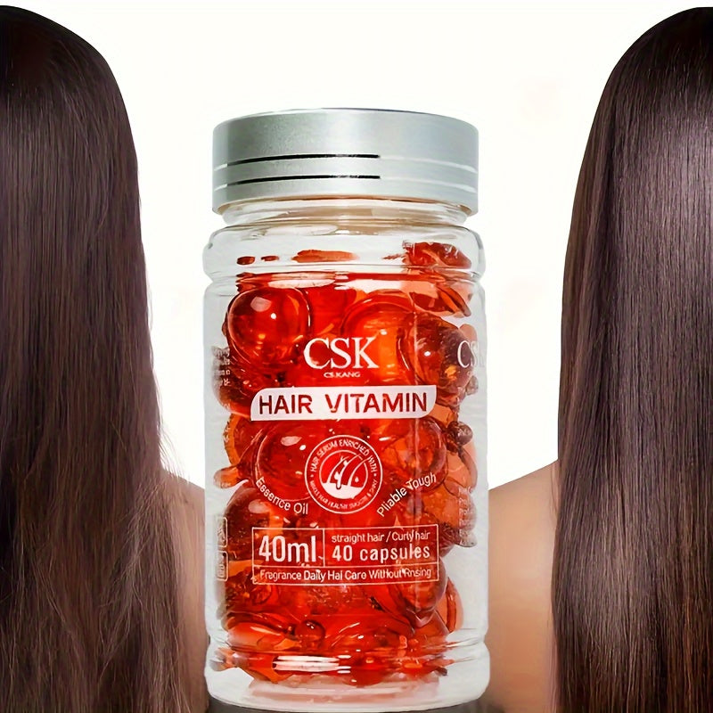 TEMU 40pcs Hair Vitamin Capsules, Hair Treatment Serum, Enriched With A, C, E, Pro Vit. B5, & Avocado Oil, Moisturizing Treatment