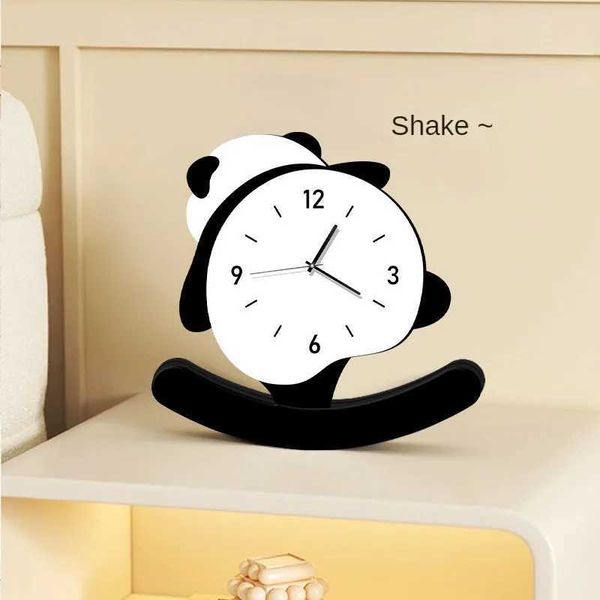 Panda Clock Can Swing Home TV Cabinet Decorative Desk Clock Modern Office Cute Decorative Table ClockM240814