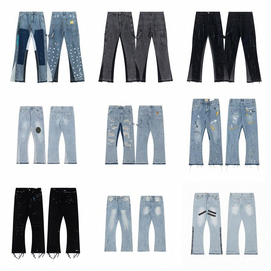 Mens Jeans Gallerys Ripped Denim Pants Luxury Hip Hop Trousers black jeans Dept clothing D5Zr#