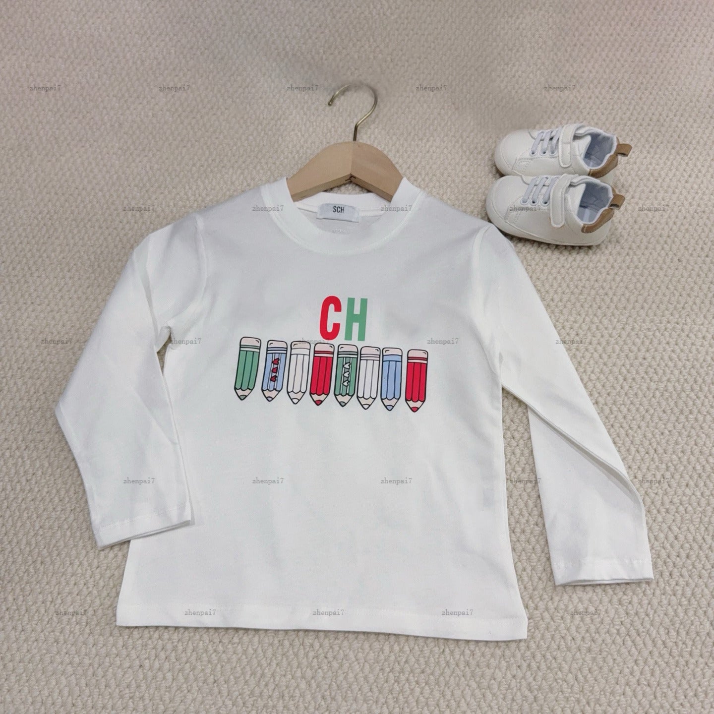 Top kids hoodie Color pencil patterns child pullover designer baby clothes round neck Slim model girls boys sweater A796X22N279-b