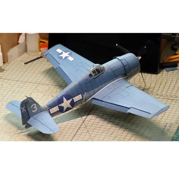 Architecture-DIY House 1 32 F6F-3 Hellcat Fighter Plane Paper Model Military Fan Hand Made Paper Model DIY Jigsaw Puzzle Model Toy Y241205T0