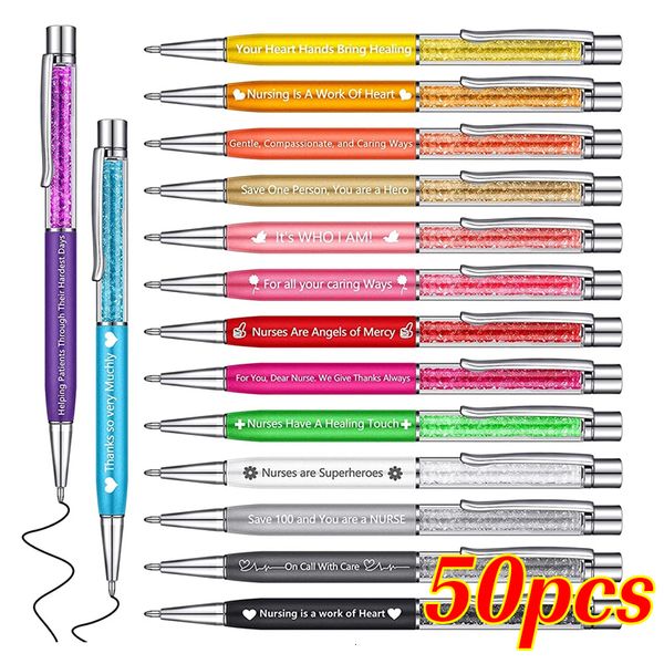 Ballpoint Pens 50Pcs-Lot Customized Metal Handwritten Touch Ballpoint Pen Cute Wedding Birthday Gift Gel School Office Lettering Signature 2