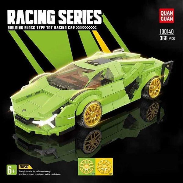 Blocks Technical Racing Series MOC QUANGUAN 100140 Racing Sport Car Supercar Hypercar Model 368pcs Building Blocks Brick Puzzle Toys M250207