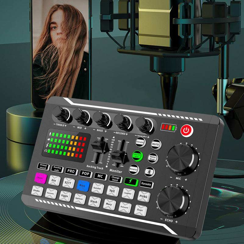 Podcast Microphone Sound Card Kit Professional Studio Condenser Mic&F998 Live Sound Mixer For Livestreaming Podcasting Recording