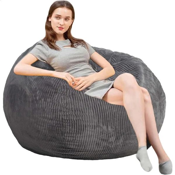 Bean Bag Chairs with Faux Rabbit Fur Cover 3 ft Giant Memory Foam for AdultsTeens Filling 241228