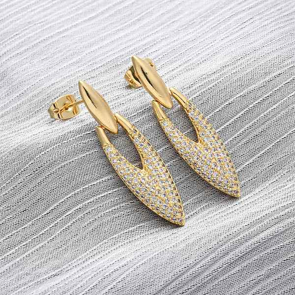 Boucles d'oreilles pendantes en laiton et oxyde de zirconium transparent