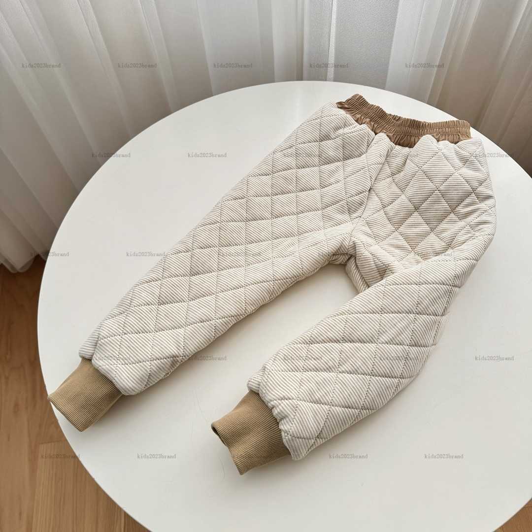 baby Casual pants Winter cotton padded warm pants designer Child Clothing fashion Khaki plaid print Kids trousers