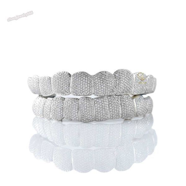 Hot Selling Trendy Fine Jewelry Luxury Iced Out VVS Moissanite Diamond Teeth Caps Top Bottom Hiphop Grills For Men Women