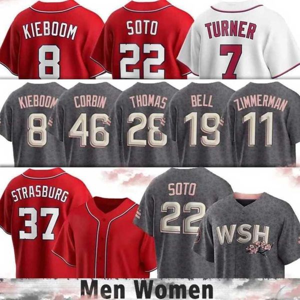 2023 S-4XL Stephen Strasburg Baseball Jersey Ryan Zimmerman Carter Kieboom CJ Abrams Keibert Ruiz Cherry Blossom Nelson Cruz Joey Meneses