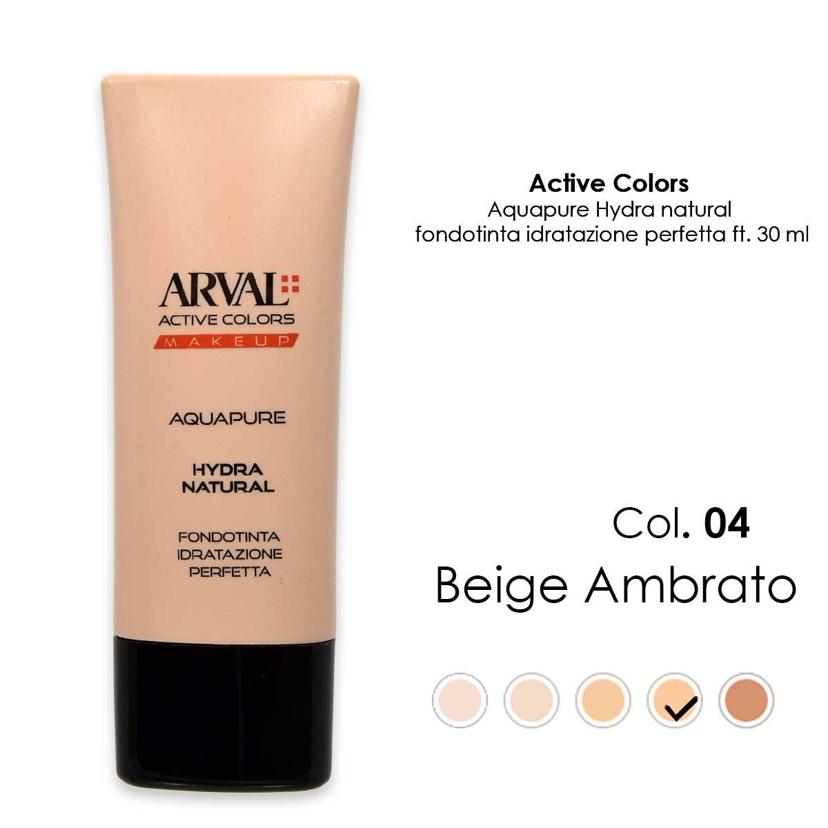 ARVAL AQUAPURE - Hydra-natural n. 04 - amber beige perfect hydration foundation ft 30ml