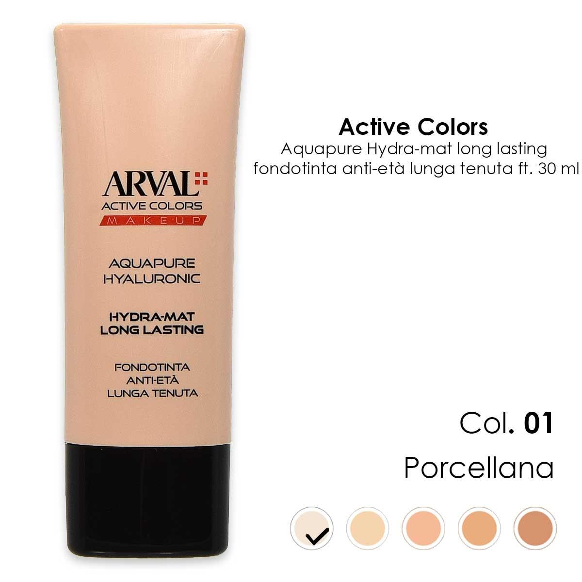 ARVAL AQUAPURE Hyaluronic - Hydra-mat long lasting n. 01 - porcelain long-lasting anti-aging foundation ft 30ml