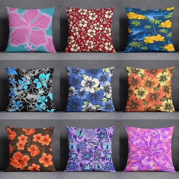 Plant flower pattern pillowcase sofa living room cushion cover bedroom bed car pillow cover home decorationM240717