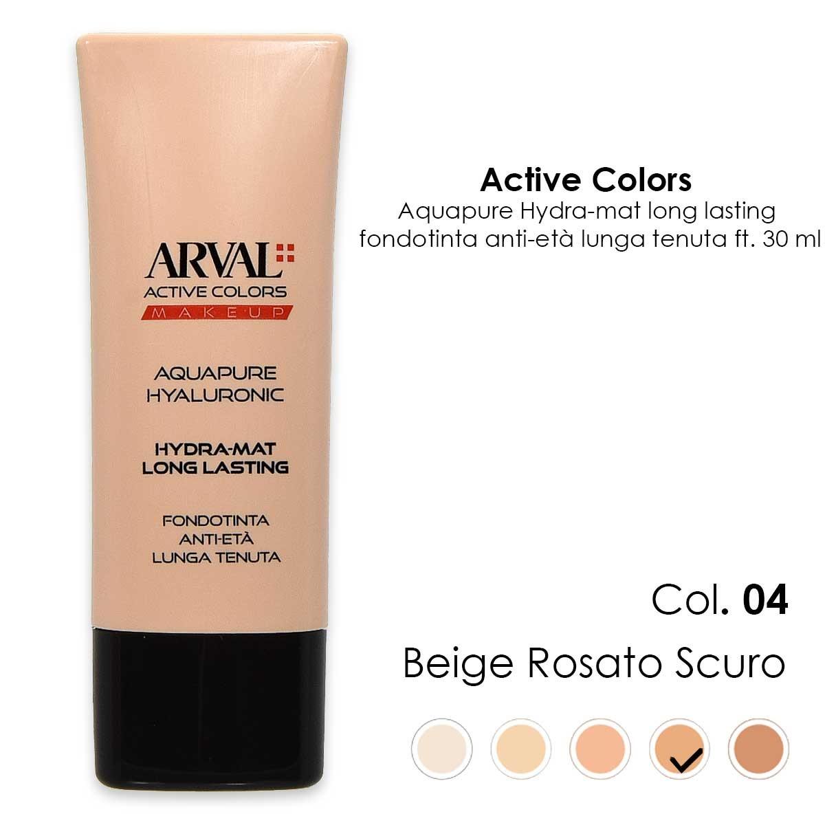 ARVAL AQUAPURE Hyaluronic - Hydra-mat long lasting n. 04 - dark pink beige long-lasting anti-aging foundation ft 30ml