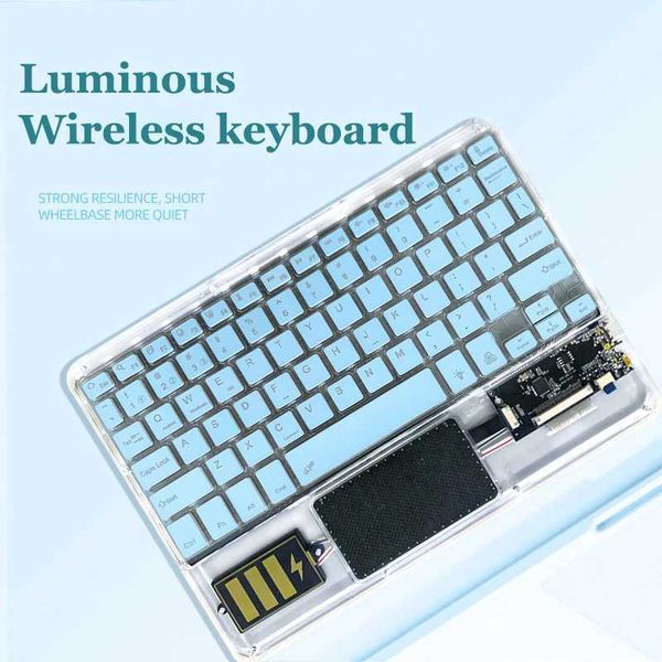 Keyboards Bluetooth-compatible Wireless Keyboard Transparent Backlit Keyboard for IOS Android Windows Portable Game Office Touchpad Gaming z