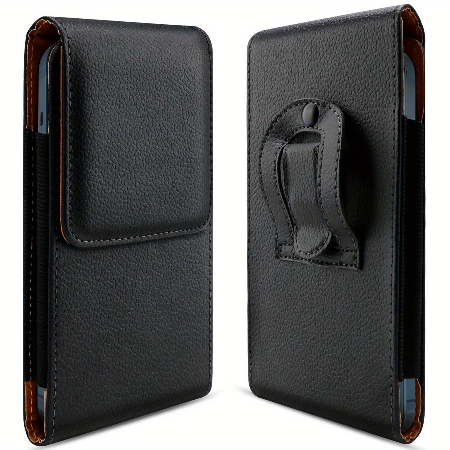 TEMU 1pc Black Vertical Phone Holster With Belt Clip & Card Holder - Fits 5.5-6.9 Inch Phones, Durable Oxford Material, Multiple Compartments For