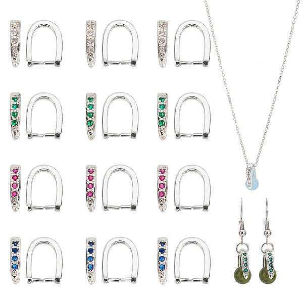 16 pièce de 4 couleurs de placage en laiton pavé de zircone cubique à clipser