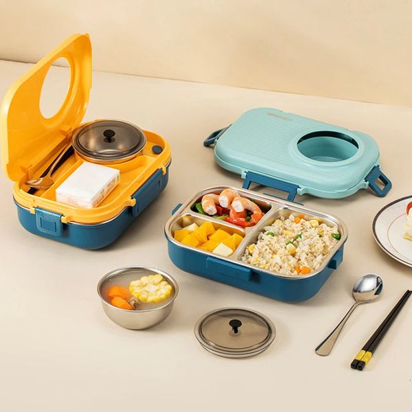 Lunch Box Bento Stainless Steel Insulated School ChildrenS Office Staff Container With Soup Bowls And Tableware 240312