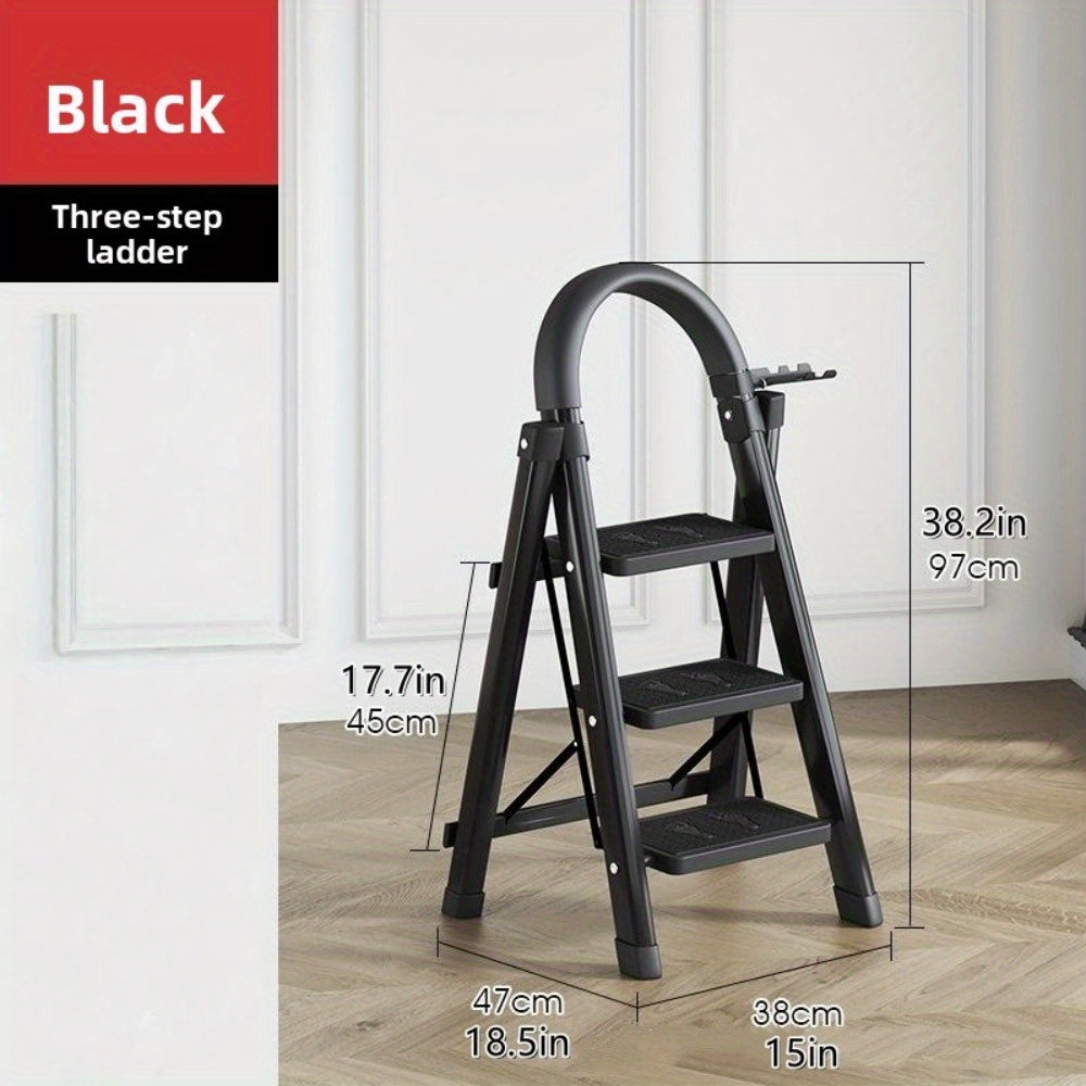 TEMU 500-pound -4 Step Portable Ladder | Sturdy With Handle Folding Step Stool, Easy To Fold And Store, Lightweight For Home, Rv, Office & Outdoor