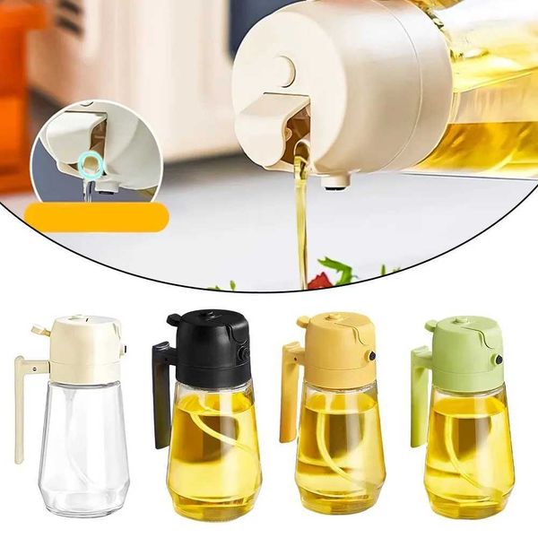 2 In1 470ml Glass Spray Oil Sprayer Bottle Spray Oil Dispenser Oil Jar Cruet BBQ Kitchen Baking Roasting Picnic Kitchen ToolXJ241227