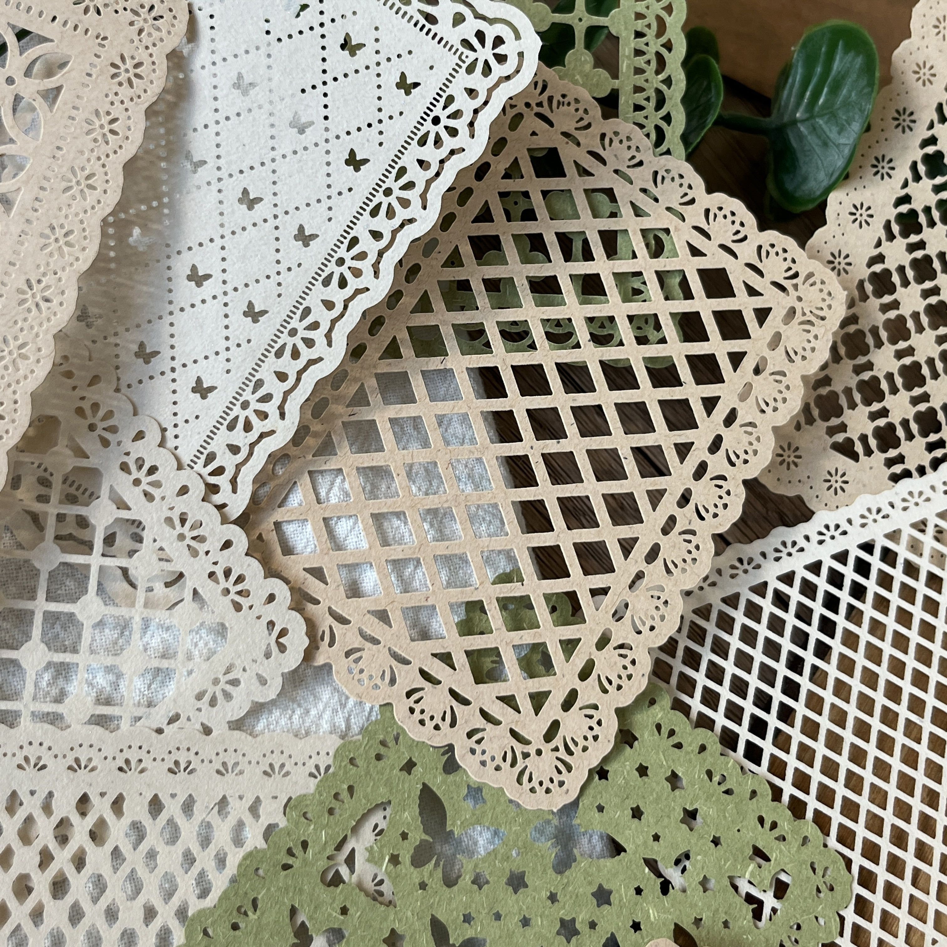 TEMU 10pcs Vintage-inspired Lace Paper Set, Hollow-out Design For Scrapbooking, Collage Art, Diy Crafts, 10gsm Decorative Paper Sheets