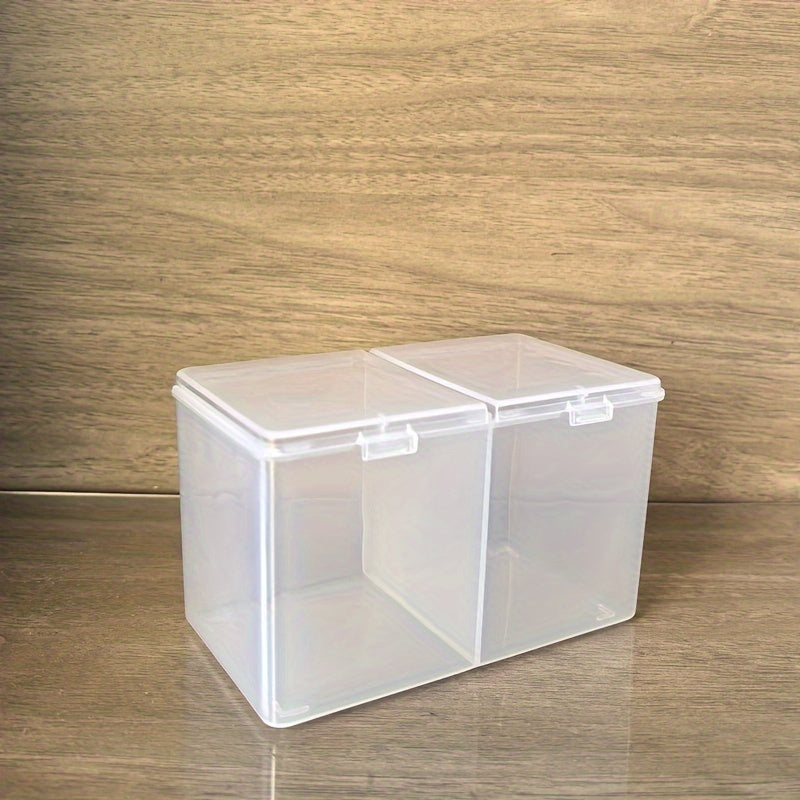 TEMU Clear Plastic Storage Box With Double-layer Compartments - Durable Multi-use Organizer For Swabs, Makeup Brushes & Beauty Tools - Transparent
