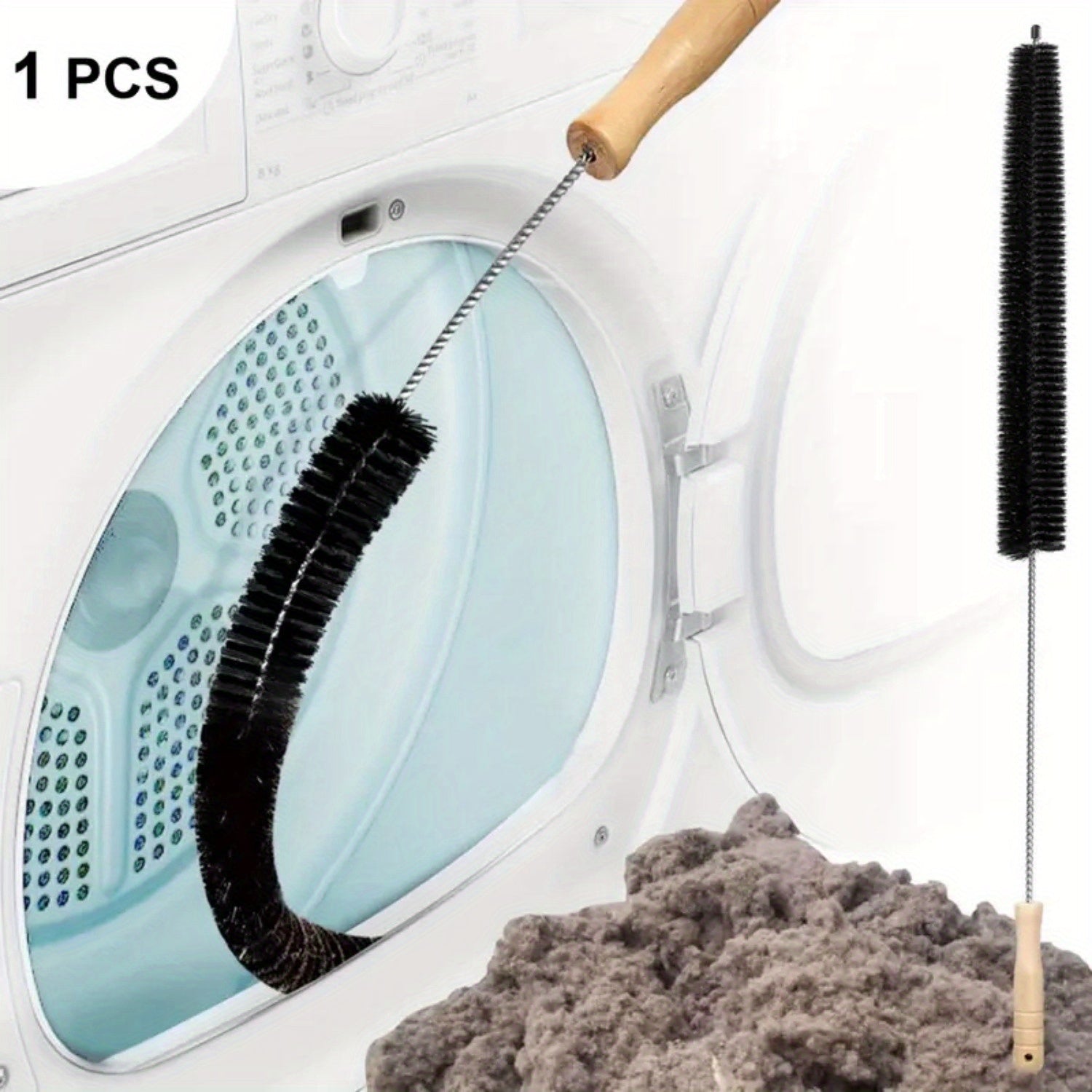 TEMU 1pc Dryer Vent Cleaner Kit - Manual Lint Brush, Flexible Slit Brush And Washing Machine Brush For Bathroom And Kitchen Use - Requires No