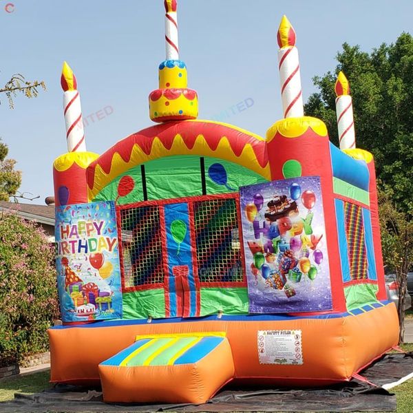 Wholesale Free Ship Outdoor Activities PVC Tarpaulin Inflatable Birthday Bouncer Candles Bounce House for Sale