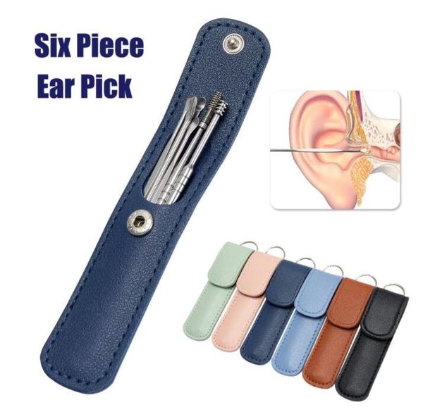 Hand Tools Stainless Steel Ear Picking Spoon Double Headed Spiral Cleaner Ear Tool 6Piece Set Wholesale