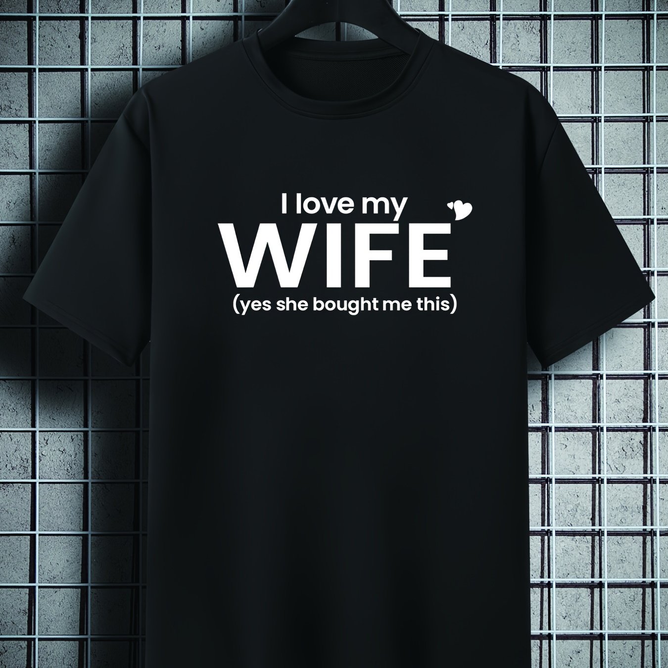 TEMU Men's Plus Size ' Yes She Me This' Print Plain Color Short Sleeve Crew Neck T-shirt, Oversized Casual Clothing For Big And Tall Guys, Plus Size