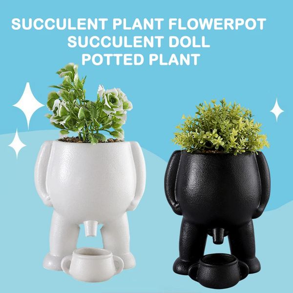 Spoof Ceramic Peeing Potted Plant Wear Resistant Flower Planter Resuable Desktop Plant Display Pot for Bedroom Patios Desk 250211