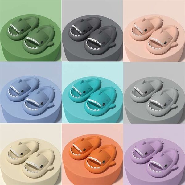 Men Women Shark Slippers Summer Sandales Home Anti-skid Solid Color Couple Parents Kids Outdoor Cool Indoor Household Funny Slippers sandals