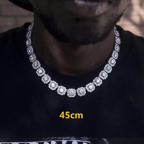 sier mens tennis chain Designer Iced Sugar Necklace American Street Cuban Chain Rap INS Dia Set Light Hip Hop Couple Jewellery