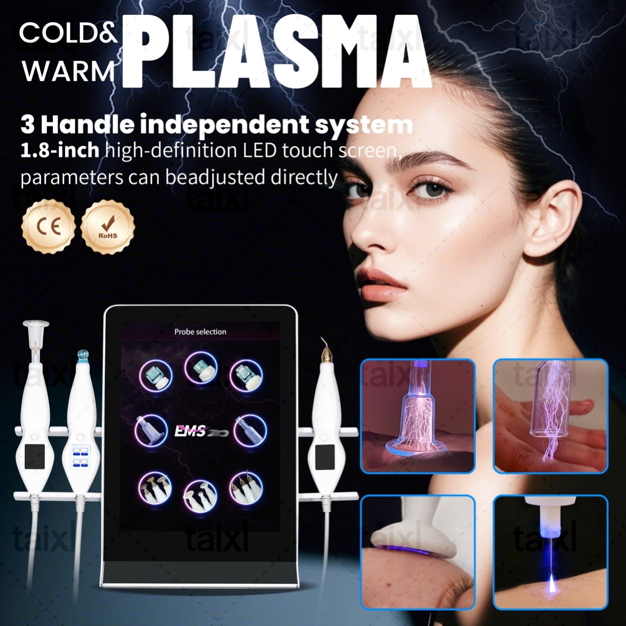 8 in 1 Plasma Skin Rejuvenation Device Acne Scar Removal Wrinkle Reduction Eyelid Lifting Skin Tightening Anti Aging Facial Care Tool