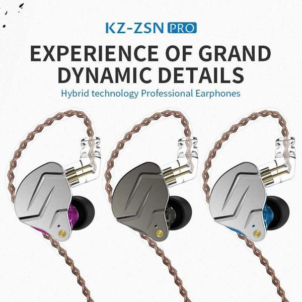 Headphones KZ ZSN PRO 1BA+1DD Hybrid In Ear Earphone HIFI DJ Monito Running Sport Earphone Earbud KZ ZS10 PRO AS10 KZ ZSX KZ ZSN PRO AS06 Z2