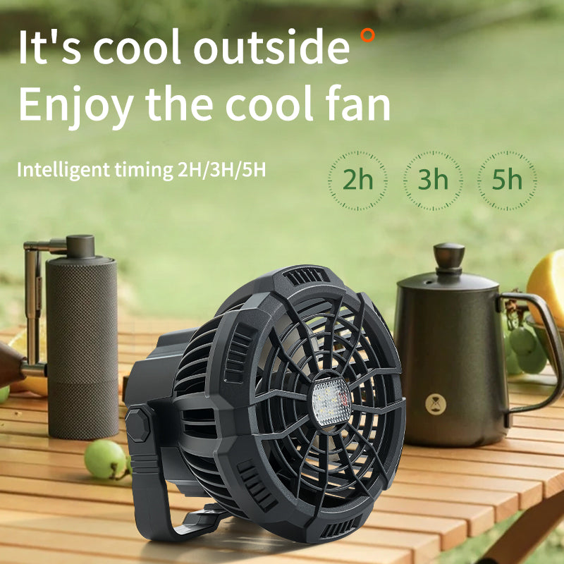 Small Tent Fan with LED Light - Remote Control Dimmable & Infrared Air Circulation