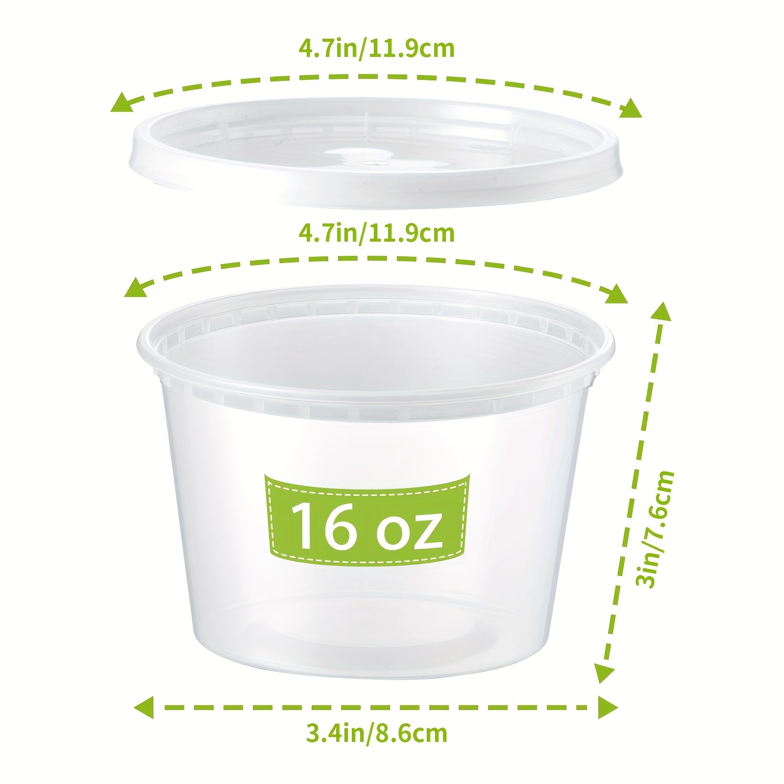 TEMU 60 Sets Of Fruit Cups, 16 Ounce Lidded Cooked Food Container, Lidded Plastic Food Storage Container, Microwave And Freezer Safe Container, Leak