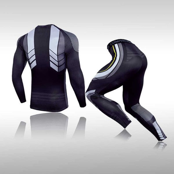Men&#039;s Tracksuits Man Compression Sports Suit Quick drying Perspiration Fitness Training MMA Kit rashguard Male Sportswear Jogging Runni