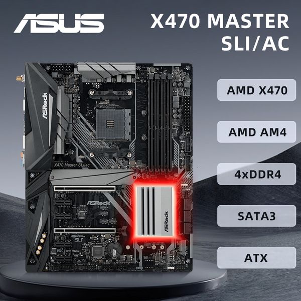 ASROCK X470 MASTER SLI-AC Motherboard AMD AM4 Support Ryzen 7 3700X 4800X 3800X CPU AMD X470 Chipset DDR4 HDMI 1.4 ATX.