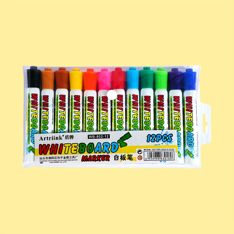 TEMU 12-color Erasable Whiteboard Markers (professional Whiteboard-blackboard Writing Tools) With Large Ink Capacity, Long-lasting Writing, Low Odor,