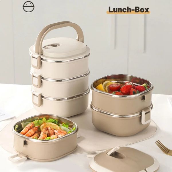 Stainless Steel Divided Lunch Box is a portable lunch box suitable for office workers students bento boxes and Therma microwave heated lunch