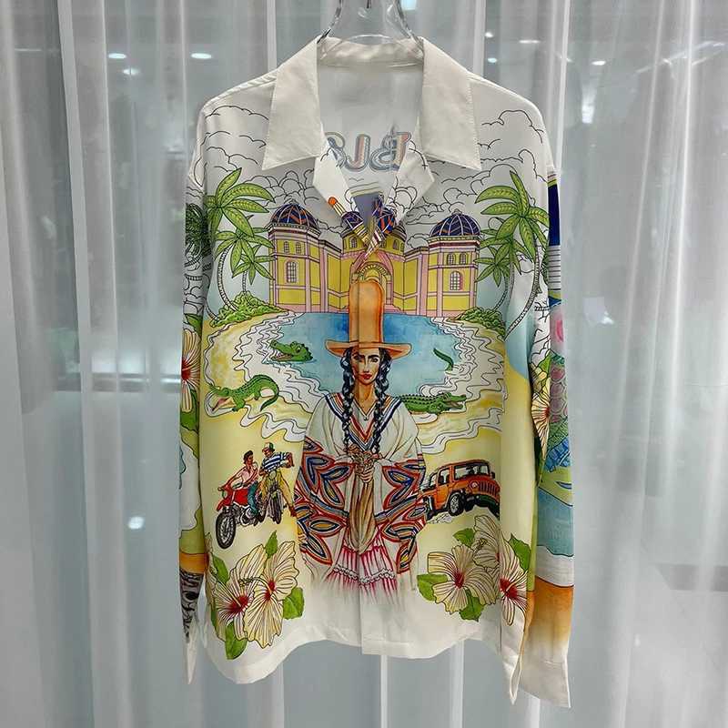 Men&#039;s Casual Shirts High-end drooping floral shirt loose Hawaiian style casual long-slved Cuban collar shirt T250813