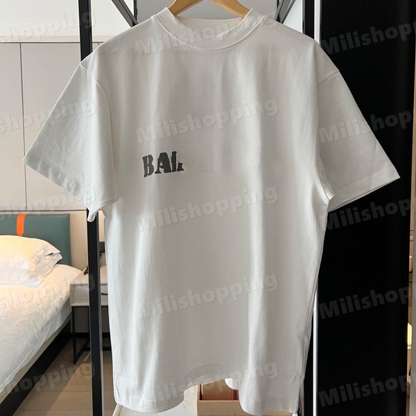 BA Mens Womens T shirts Front and Back Graffiti Letters Oversize Short Sleeves Matte Printing Tops