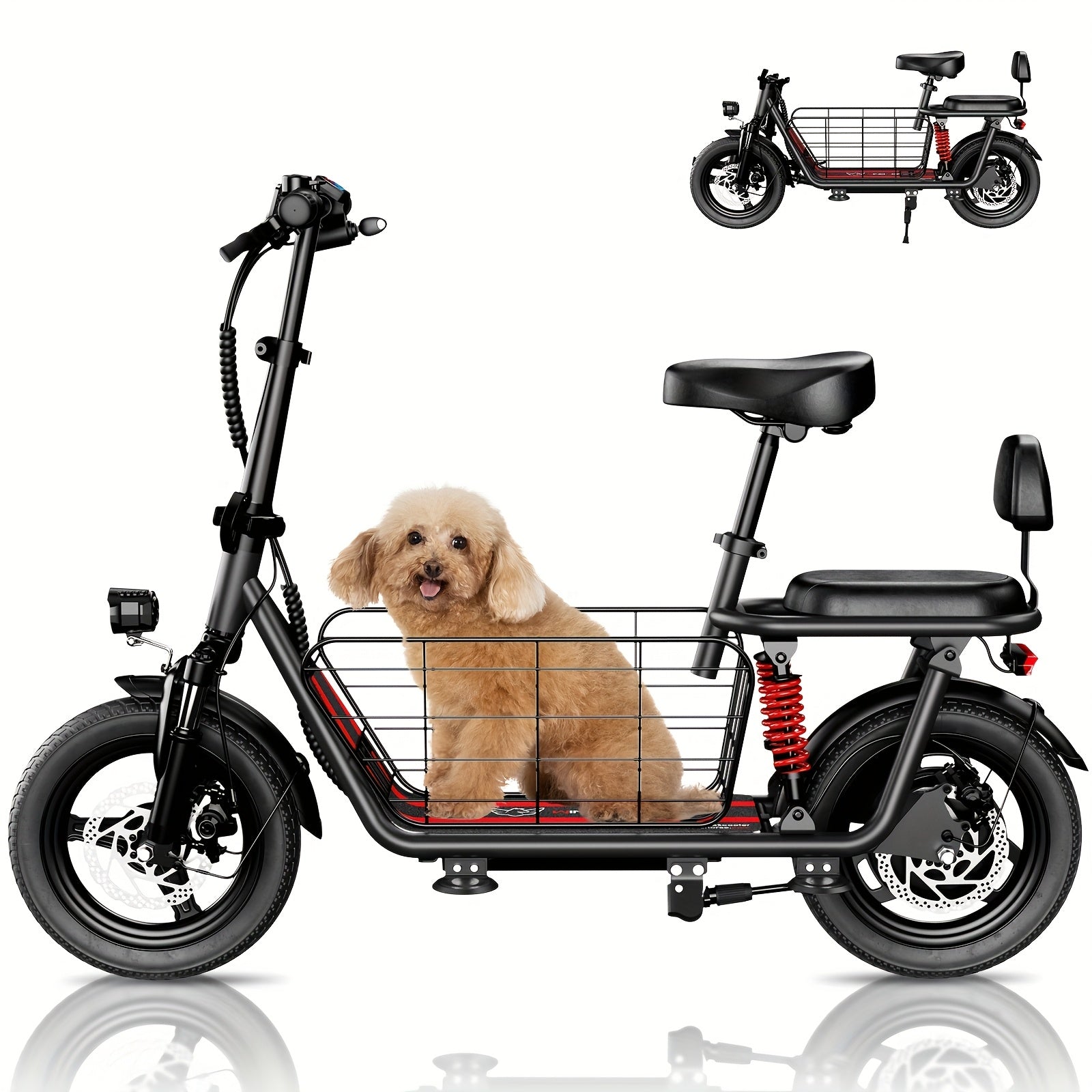 TEMU Foldable Electric Scooter With Free Basket, 500w Motor, 480wh Battery, Dual Suspension, Lcd Display, 3-, 20mph, 25 Miles Range, 330lbs Load,