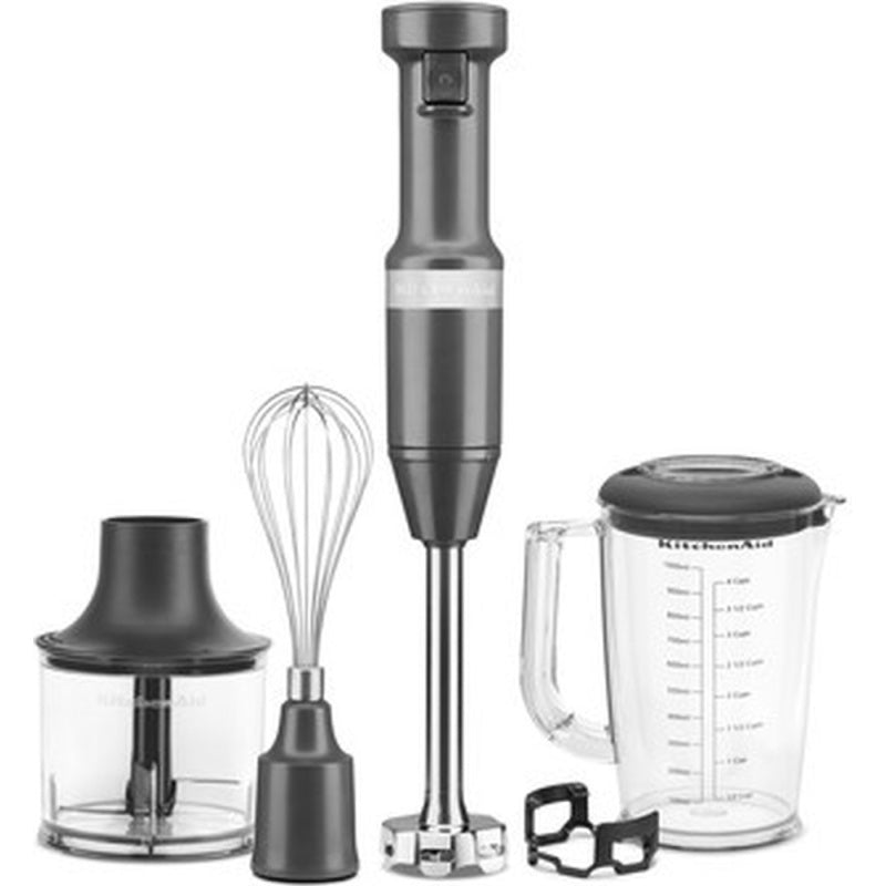 KitchenAid 5KHBV83BDG 180W Corded Hand Blender Accessories - Charcoal Grey In Red